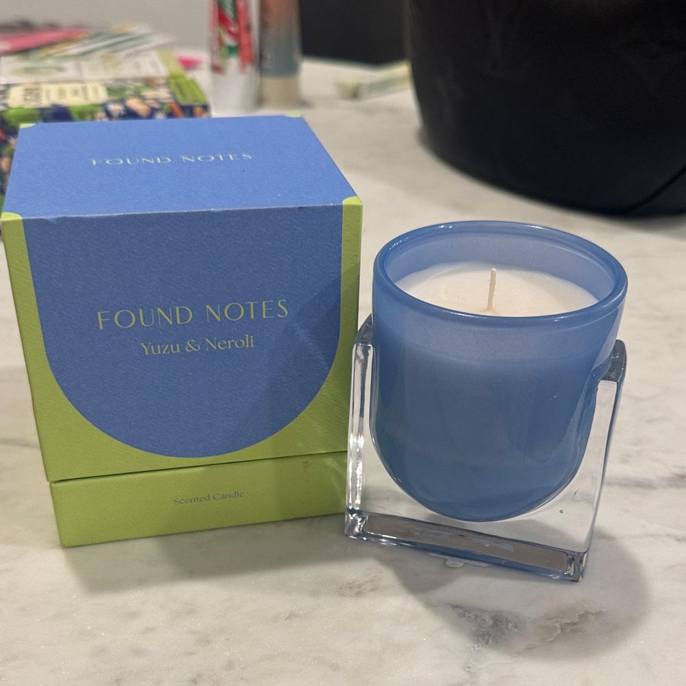 Anthropologie Found Notes Blue and Green Yuzu & Neroli Candle